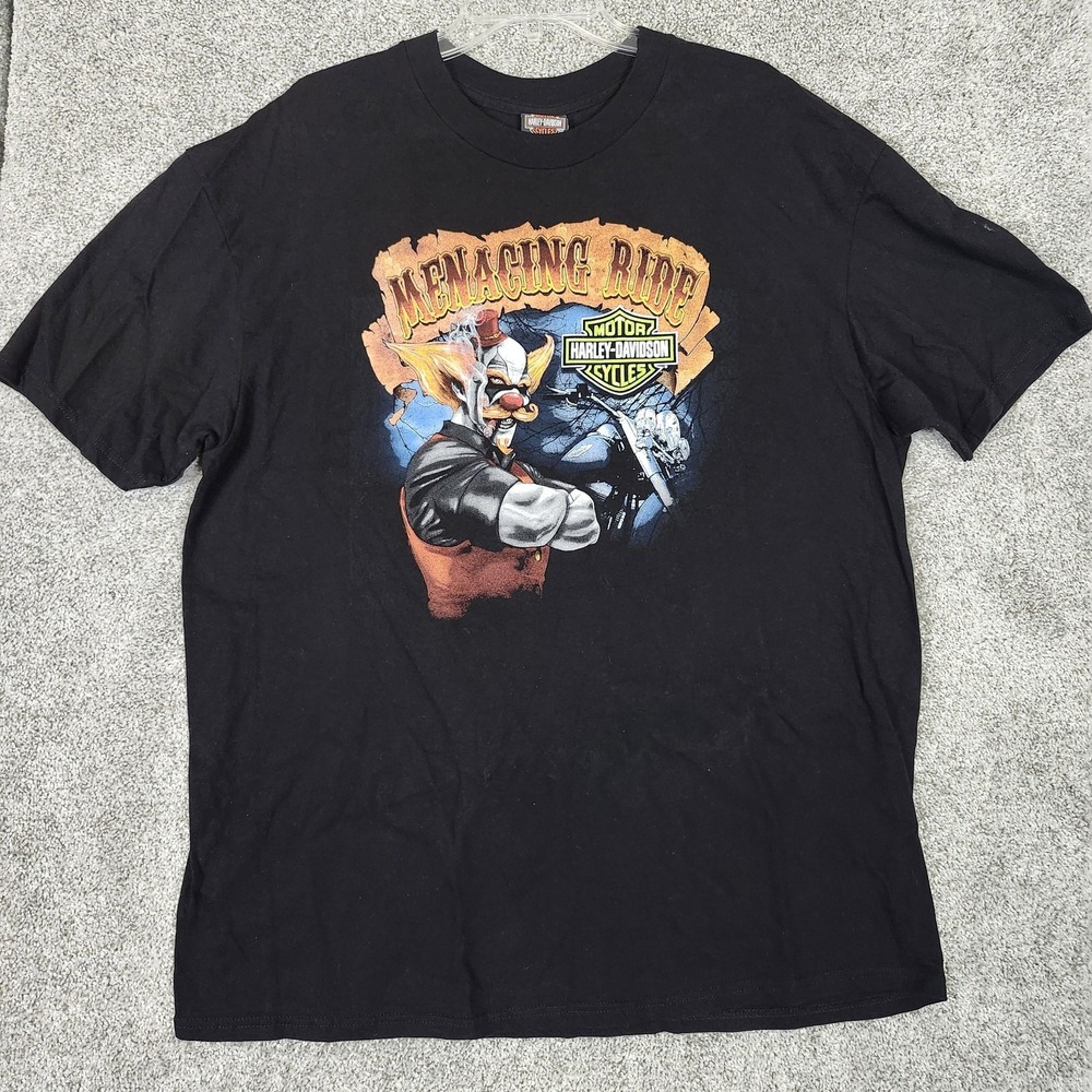 Vintage Harley-Davidson Shirt Mens 2XL Black Menacing Ride Clown Graphic 2004